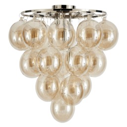 Visconte Maiori Large Flush Ceiling Light with Champagne Shades - Nickel - thumbnail 5