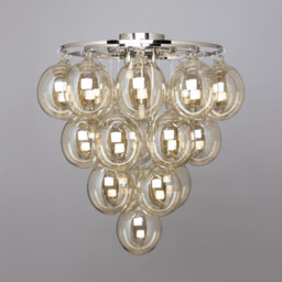 Visconte Maiori Large Flush Ceiling Light with Champagne Shades - Nickel - thumbnail 3