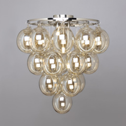 Visconte Maiori Large Flush Ceiling Light with Champagne Shades - Nickel - thumbnail 2