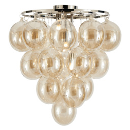 Visconte Maiori Large Flush Ceiling Light with Champagne Shades - Nickel - thumbnail 1
