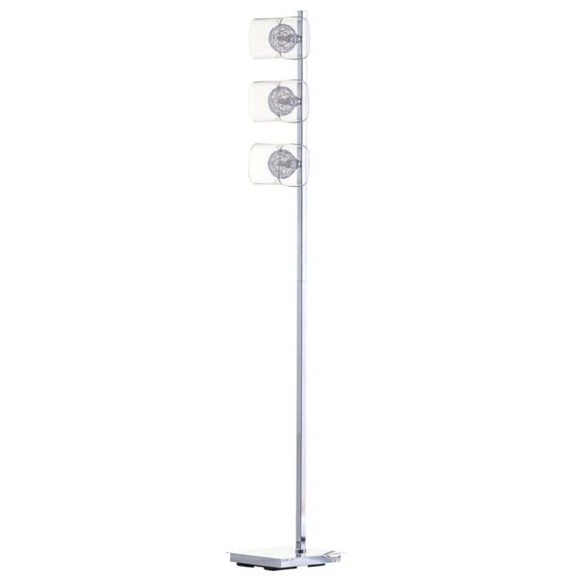 Verona 3 Light Wire Globe with Glass Shade Floor Lamp - Chrome - image 1