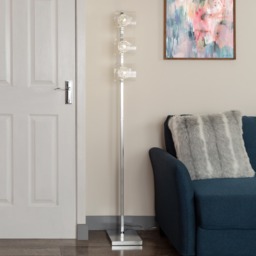 Verona 3 Light Wire Globe with Glass Shade Floor Lamp - Chrome - thumbnail 5