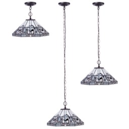 Tiffany by Tiff 3 Light 40cm Art Deco Ceiling Pendant - Antique Brass - thumbnail 6