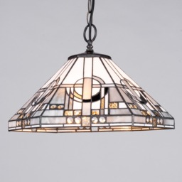 Tiffany by Tiff 3 Light 40cm Art Deco Ceiling Pendant - Antique Brass - thumbnail 3