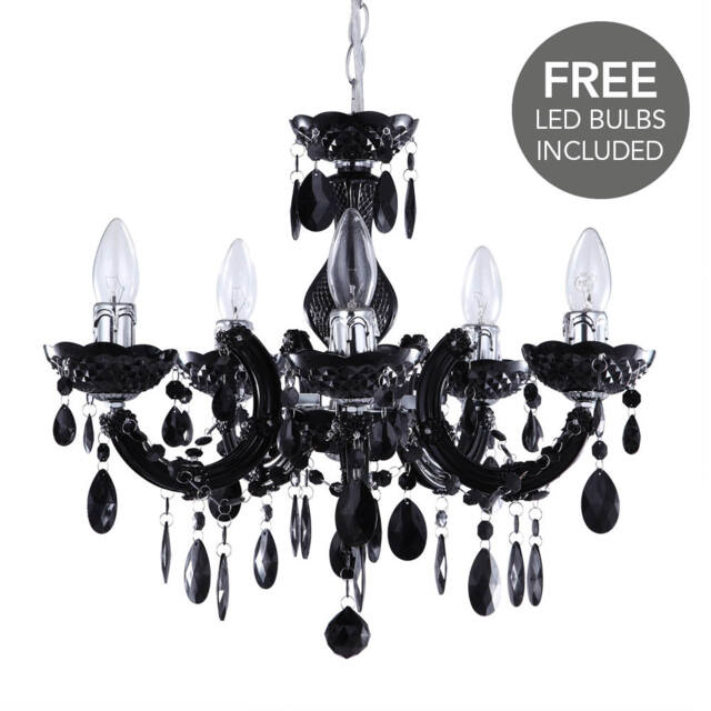 Marie Therese 5 Light Dual Mount Chandelier - Black with LED Bulbs - image 1