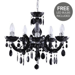 Marie Therese 5 Light Dual Mount Chandelier - Black with LED Bulbs - thumbnail 1