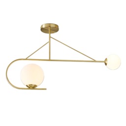 Nik 2 Light Semi Flush Ceiling Bar - Satin Brass - thumbnail 1