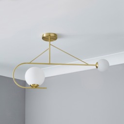 Nik 2 Light Semi Flush Ceiling Bar - Satin Brass - thumbnail 3