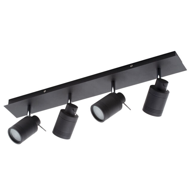 Hugo 4 Light Bathroom Ceiling Spotlight Bar - Matte Black - image 1