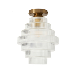Louisa Ribbed Glass Flush Ceiling Light - Satin Brass - thumbnail 6