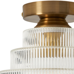 Louisa Ribbed Glass Flush Ceiling Light - Satin Brass - thumbnail 7