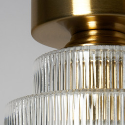 Louisa Ribbed Glass Flush Ceiling Light - Satin Brass - thumbnail 4