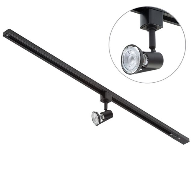 1 metre Track Light Kit with 1 Harlem Heads and LED Bulbs - Black - image 1