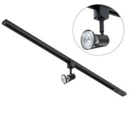 1 metre Track Light Kit with 1 Harlem Heads and LED Bulbs - Black