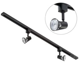 1 metre Track Light Kit with 2 Harlem Heads and LED Bulbs - Black - thumbnail 1