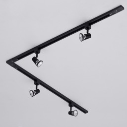 2 metre L Shape Track Light Kit with 4 Harlem Heads and LED Bulbs - Black - thumbnail 3