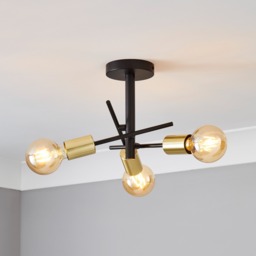 Sparro 3 Light Semi Flush Ceiling Light - Black - thumbnail 2