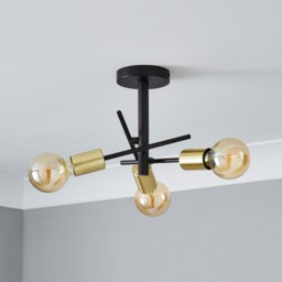 Sparro 3 Light Semi Flush Ceiling Light - Black - thumbnail 3