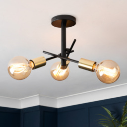 Sparro 3 Light Semi Flush Ceiling Light - Black - thumbnail 7