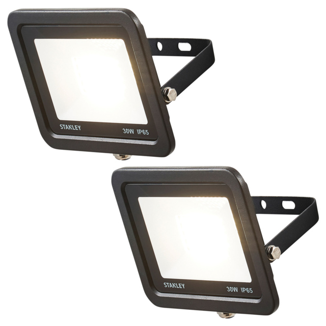 2 Pack of Stanley 30 Watt LED Slimline Outdoor Flood Light - Black - image 1