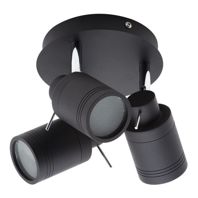 Hugo 3 Light Bathroom Ceiling Spotlight Plate - Matte Black - image 1