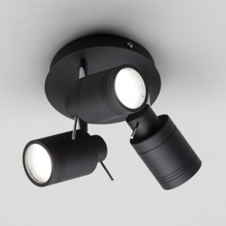 Hugo 3 Light Bathroom Ceiling Spotlight Plate - Matte Black - thumbnail 2