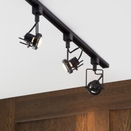 1 metre Track Light Kit with 3 Greenwich Heads and LED Bulbs - Black - thumbnail 2