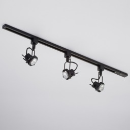 1 metre Track Light Kit with 3 Greenwich Heads and LED Bulbs - Black - thumbnail 4