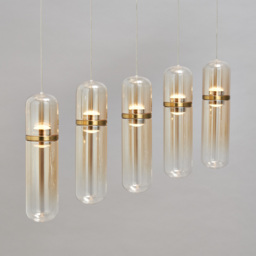Visconte Bjorn LED 5 Light Glass Diner Bar Pendant - Champagne - thumbnail 2