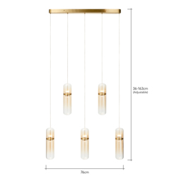 Visconte Bjorn LED 5 Light Glass Diner Bar Pendant - Champagne - thumbnail 8