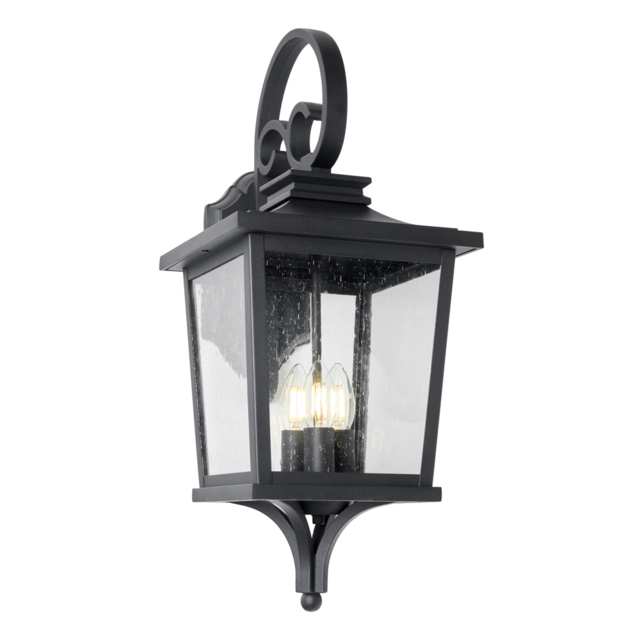 Viktor Oversized Seeded Glass Outdoor Lantern Wall Light - Black - image 1