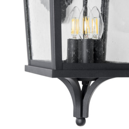 Viktor Oversized Seeded Glass Outdoor Lantern Wall Light - Black - thumbnail 8