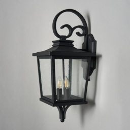 Viktor Oversized Seeded Glass Outdoor Lantern Wall Light - Black - thumbnail 3