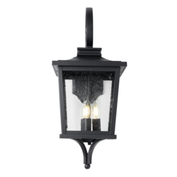 Viktor Oversized Seeded Glass Outdoor Lantern Wall Light - Black - thumbnail 7