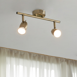 Frank 2 Light Adjustable Ceiling Spotlight Bar - Antique Brass - thumbnail 5