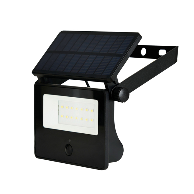 2.8 Watt LED Solar Powered Outdoor Security Wall Light with PIR - Black - image 1