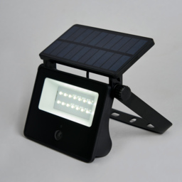 2.8 Watt LED Solar Powered Outdoor Security Wall Light with PIR - Black - thumbnail 2