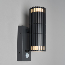 Veda 2 Light Outdoor Up and Down Wall Light with PIR Sensor - Anthracite - thumbnail 2