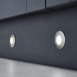 Circular Recessed Cool LED Kitchen Plinth and Outdoor Decking Light - Brushed Steel - thumbnail 4