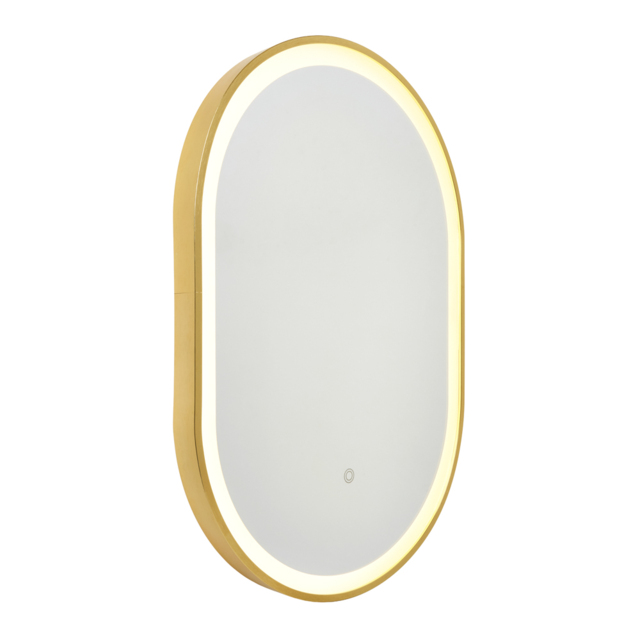 Aves 20 Watt Oval CCT Bathroom Mirror with Touch Demist - Satin Brass - image 1