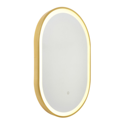 Aves 20 Watt Oval CCT Bathroom Mirror with Touch Demist - Satin Brass - thumbnail 1