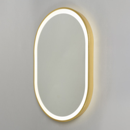 Aves 20 Watt Oval CCT Bathroom Mirror with Touch Demist - Satin Brass - thumbnail 3