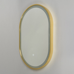Aves 20 Watt Oval CCT Bathroom Mirror with Touch Demist - Satin Brass - thumbnail 5