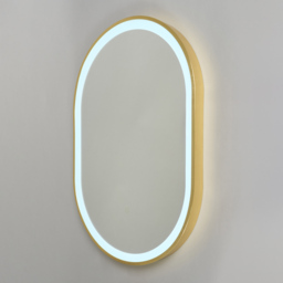 Aves 20 Watt Oval CCT Bathroom Mirror with Touch Demist - Satin Brass - thumbnail 4