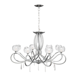 Marta 8 Light Glass Ceiling Light - Chrome - thumbnail 1