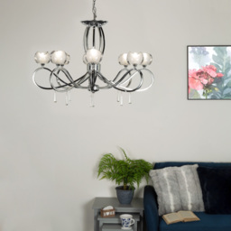Marta 8 Light Glass Ceiling Light - Chrome - thumbnail 5