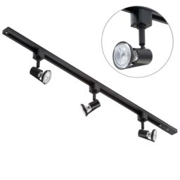 1 metre Track Light Kit with 3 Harlem Heads and LED Bulbs - Black - thumbnail 1
