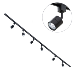 3m Straight Track Light Kit with 6 Soho Heads and LED Bulbs - Black - thumbnail 1