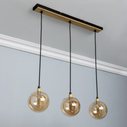 Melior Industrial 3 Light Ceiling Diner Pendant - Black - thumbnail 3