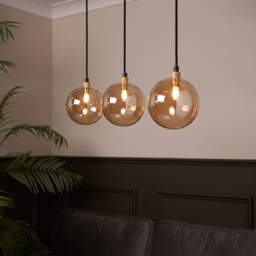 Melior Industrial 3 Light Ceiling Diner Pendant - Black - thumbnail 7